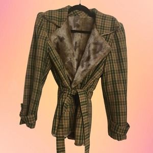 Incredible vintage reversible plaid fur jacket